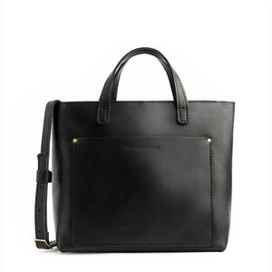 Portland Leather Mini Snap Crossbody Black Leather Tote Bag